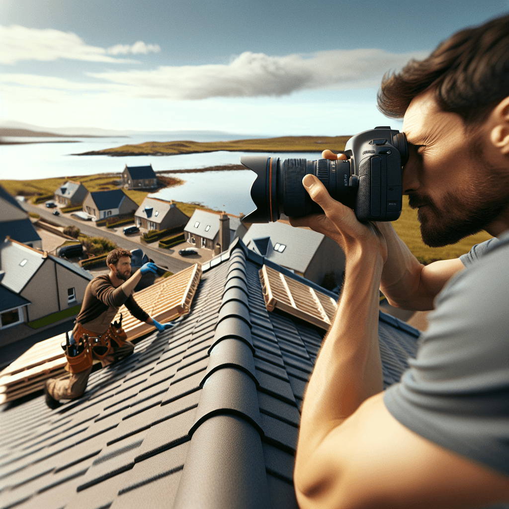 Closeup of a modern tiled roof on a coastal home in East Wemyss, Fife, Scotland