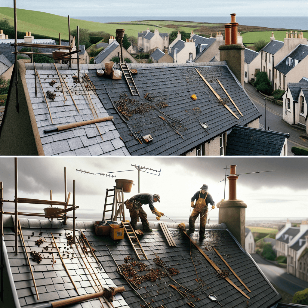 Close-up of lead flashing repair on a heritage roof in St Andrews, Fife