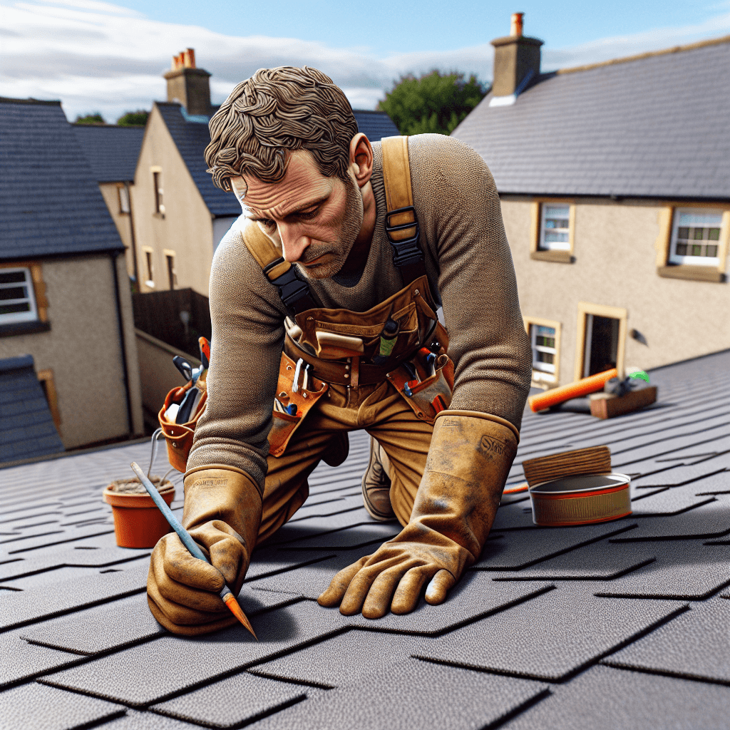 Flat roof repair in Leven with tools and materials in daylight