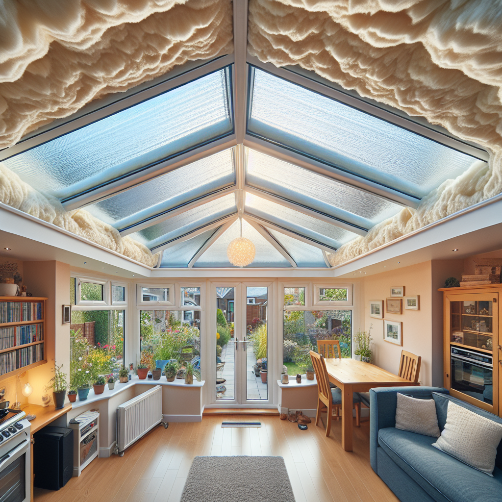 Modern insulated conservatory roof with light-filled interior