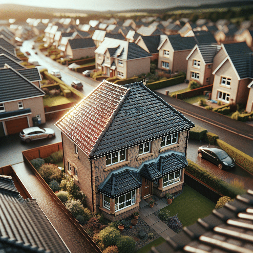 Photorealistic closeup of new tiled roof installation on a Fife home
