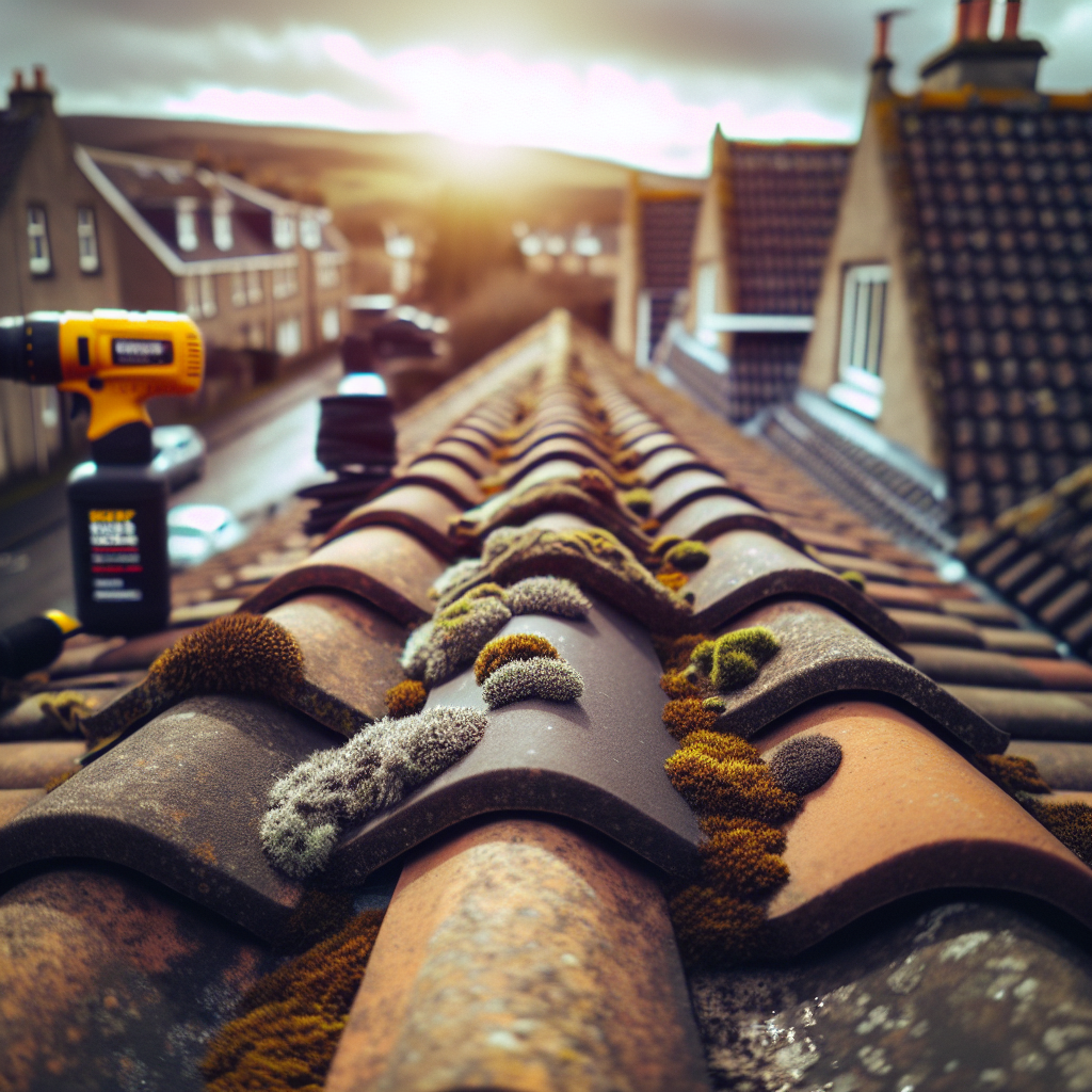 Why Roof Cleaning in Fife Is More Important Than You Think 2 Professional roof cleaning service removing moss from tiled roof in Fife